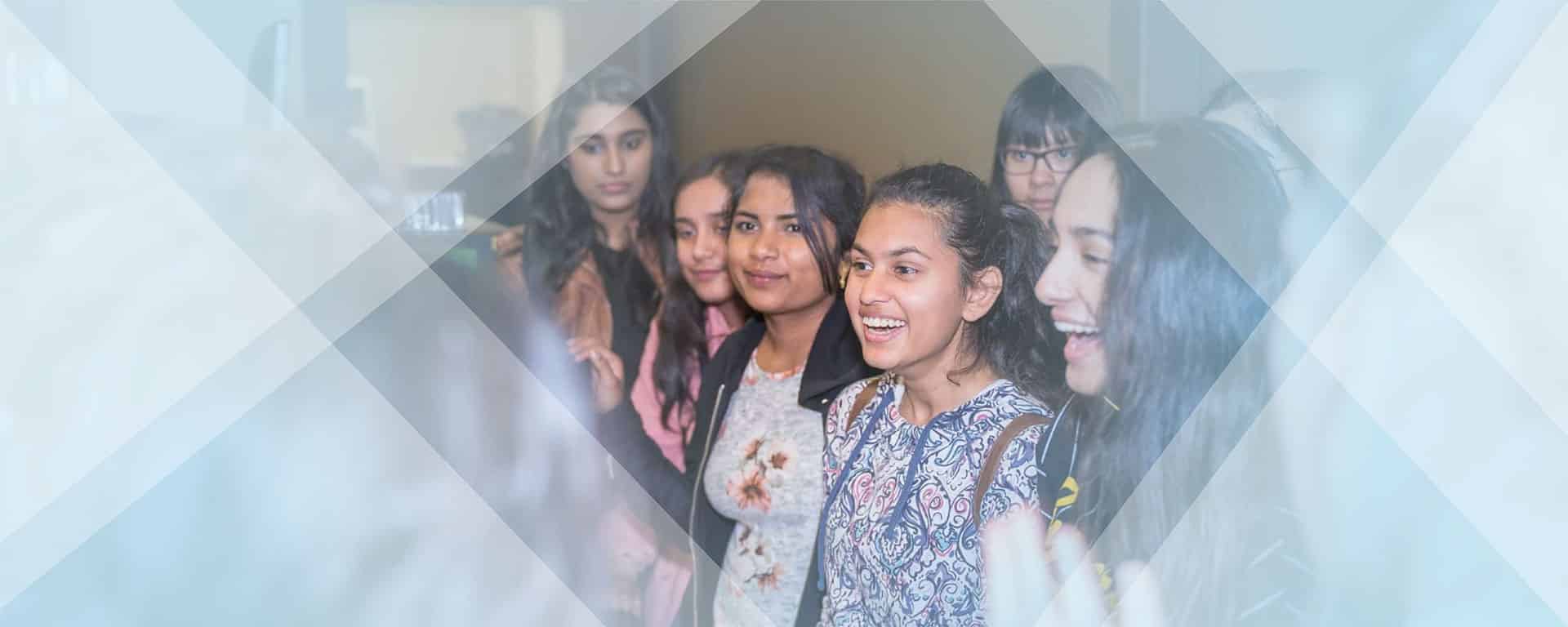 Future aviators take flight. Young women explore aviation careers at Elevate Aviation Learning Center.